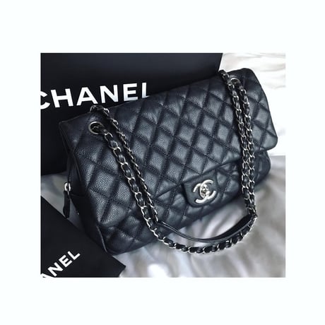 シャネル　CHANEL マトラッセ  キャビアスキン　ラージ　ショルダーバッグ