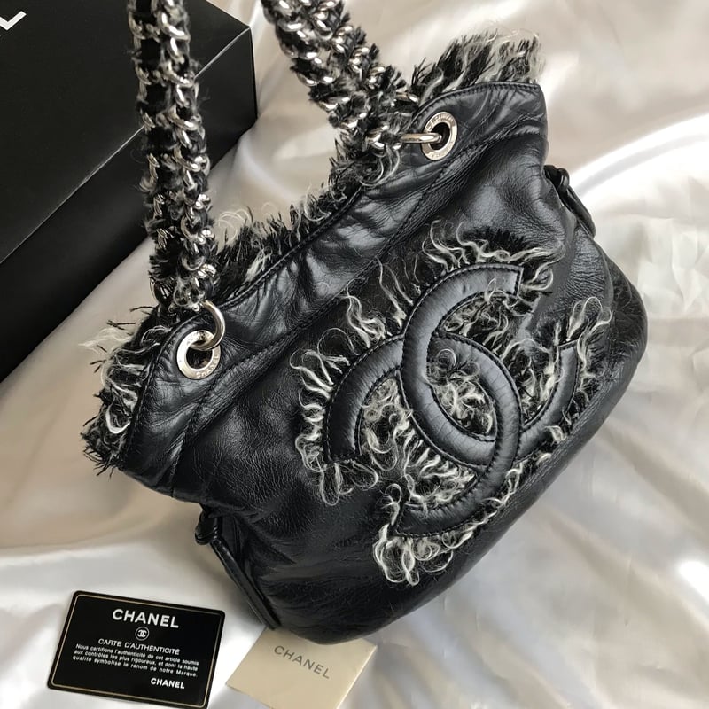 シャネル CHANEL ココマーク チェーン トートバッグ レザー  ツイード.