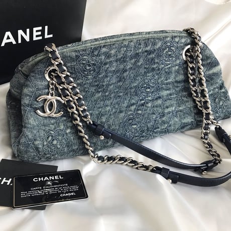 シャネル CHANEL デニム　カメリア柄　チェーンバッグ