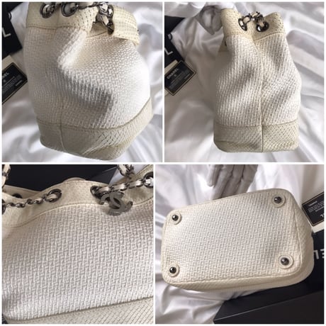 シャネル CHANEL パイソン×キャンバス  巾着バッグ