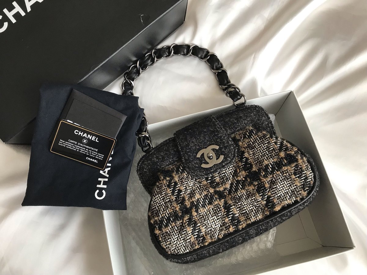 Chanel ツイードハンドバッグ 大きめ シャネル ココマーク ツイード トートバッグ マルチカラー 25