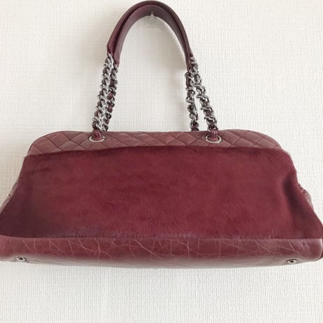 シャネル CHANEL ヴィンテージ レザー×ハラコ チェーンショルダーバッグ
