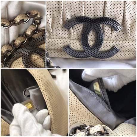 シャネル CHANEL メタリックカラーレザー　パンチングショルダーバッグ