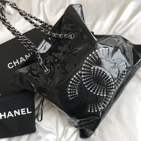 シャネル CHANEL ラインストーン エナメルチェーンバッグ