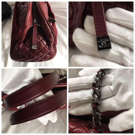 シャネル CHANEL ヴィンテージ レザー×ハラコ チェーンショルダーバッグ