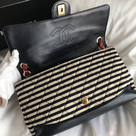 シャネル CHANEL ボーダー　フラップバッグ
