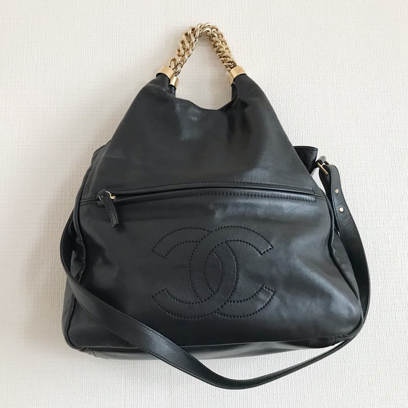 CHANEL 14番台 デカココ ショルダーバッグ■12qp02827461レザー縦