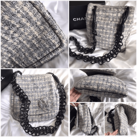 シャネル CHANEL カメリア　ツイードショルダーバッグ