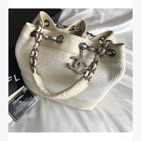 シャネル CHANEL パイソン×キャンバス  巾着バッグ