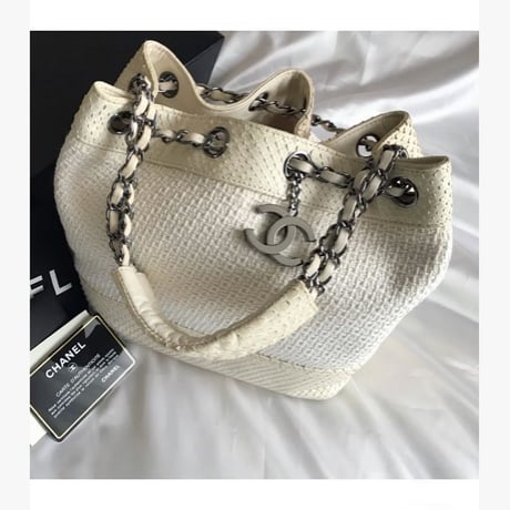 シャネル CHANEL パイソン×キャンバス  巾着バッグ