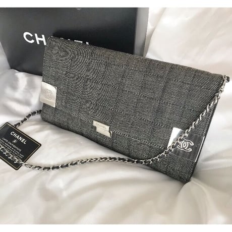 シャネル CHANEL チョコバー　デニム　チェーンウォレットバッグ