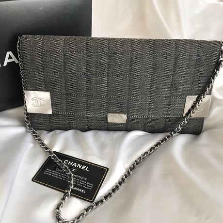 シャネル CHANEL チョコバー　デニム　チェーンウォレットバッグ