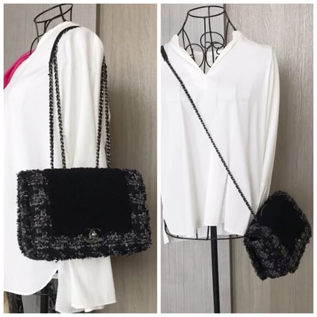 シャネル CHANEL ツイード　チェーンショルダーバッグ