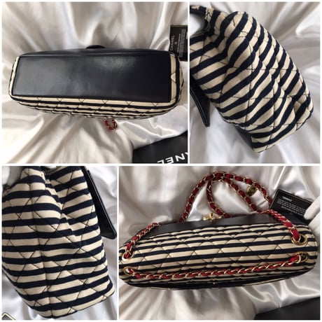 シャネル CHANEL ボーダー　フラップバッグ