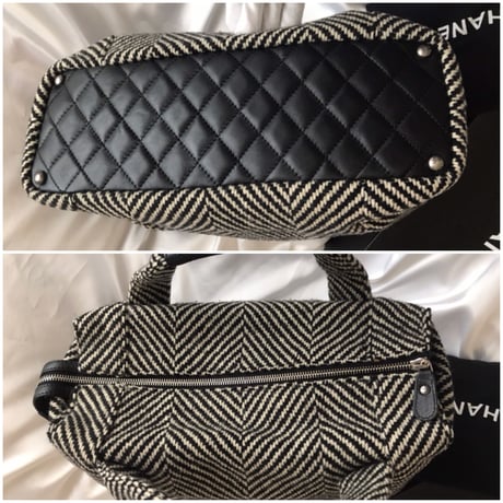 シャネル CHANEL ツイード　シェブロン　ハンドバッグ