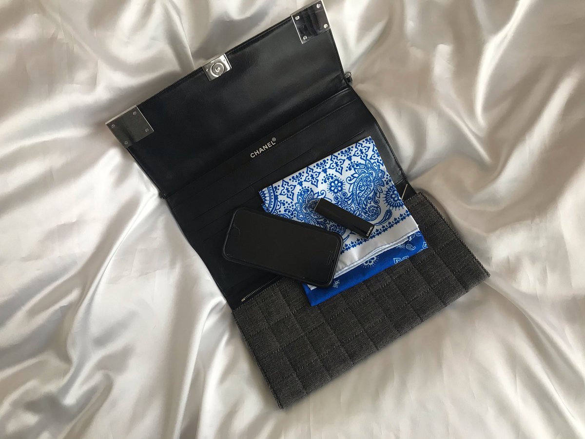 シャネル CHANEL チョコバー デニム チェーンウォレットバッグ  