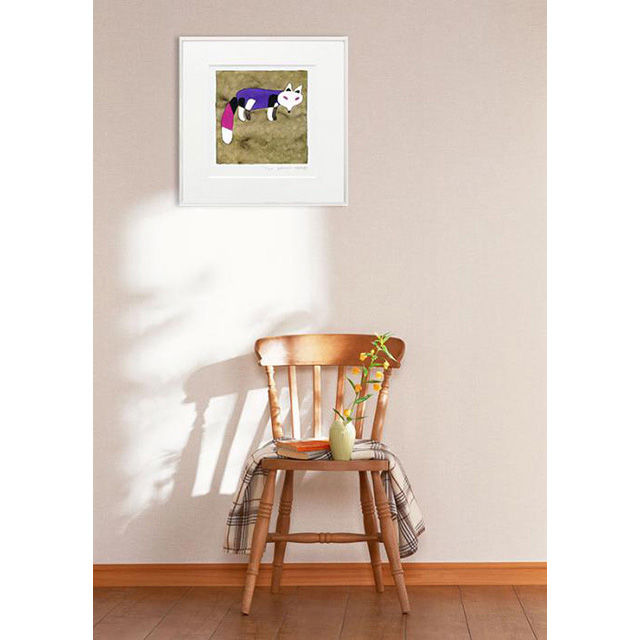 新品　ゴーヘルゴー つきおとしてこ てつぶた直筆サイン入りキャンバスアート 版画 「きつね」 ※著者直筆サイン入り | 五味太郎 アネックス ショップ