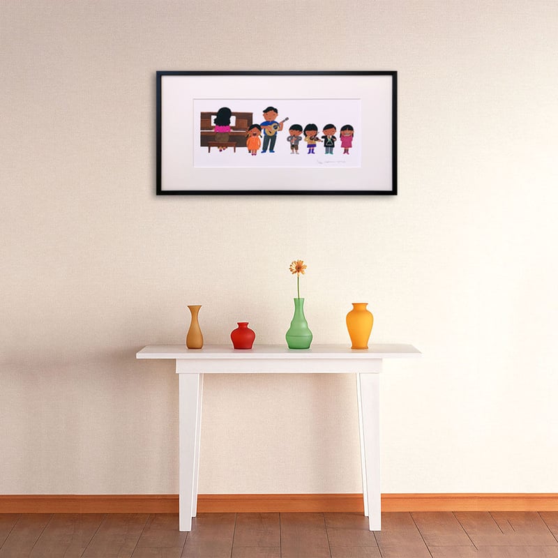 版画 「家族で合唱」 ※著者直筆サイン入り | 五味太郎 アネックス