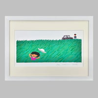 版画「仔牛の春」より "かぜが　ふきます" ※著者直筆サイン入り