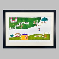 版画「まだまだ まだまだ」より "村のなかを かけぬける"　※著者直筆サイン入り