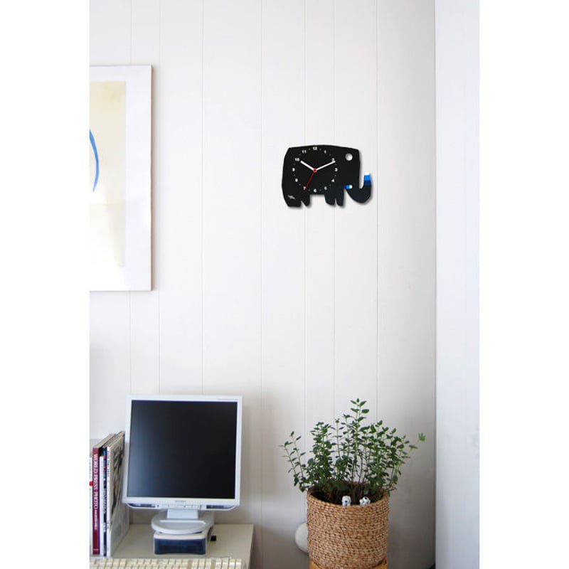 絵本作家・五味太郎 オリジナル時計 「ゾウ・黒」 | 五味太郎
