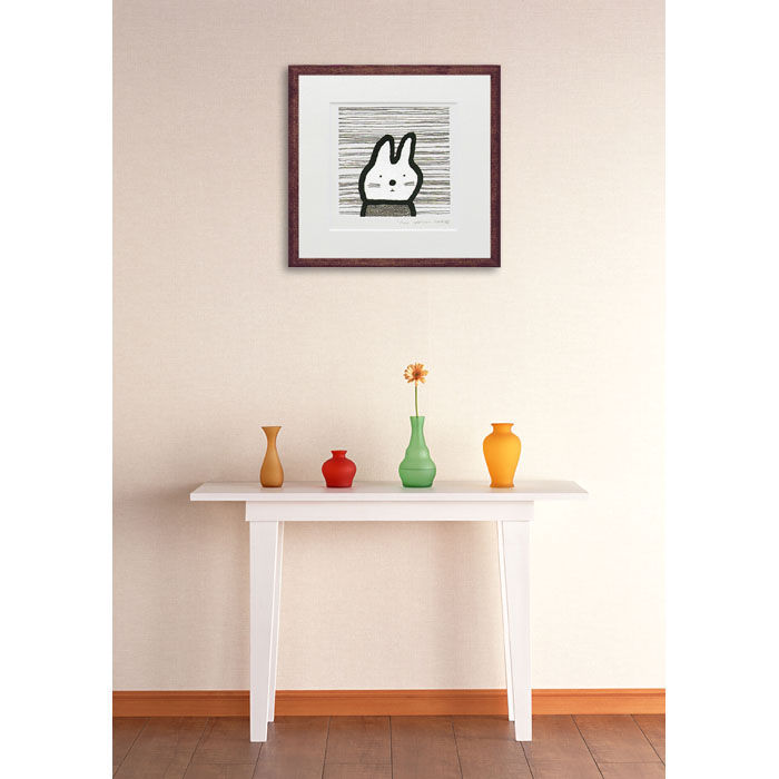 ラビット✨うさぎ　作家さんサイン入り 版画 「うさぎさんきいている」 ※著者直筆サイン入り | 五味太郎