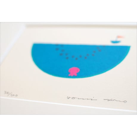 版画　五味太郎「すいかの夏」　※著者直筆サイン入り