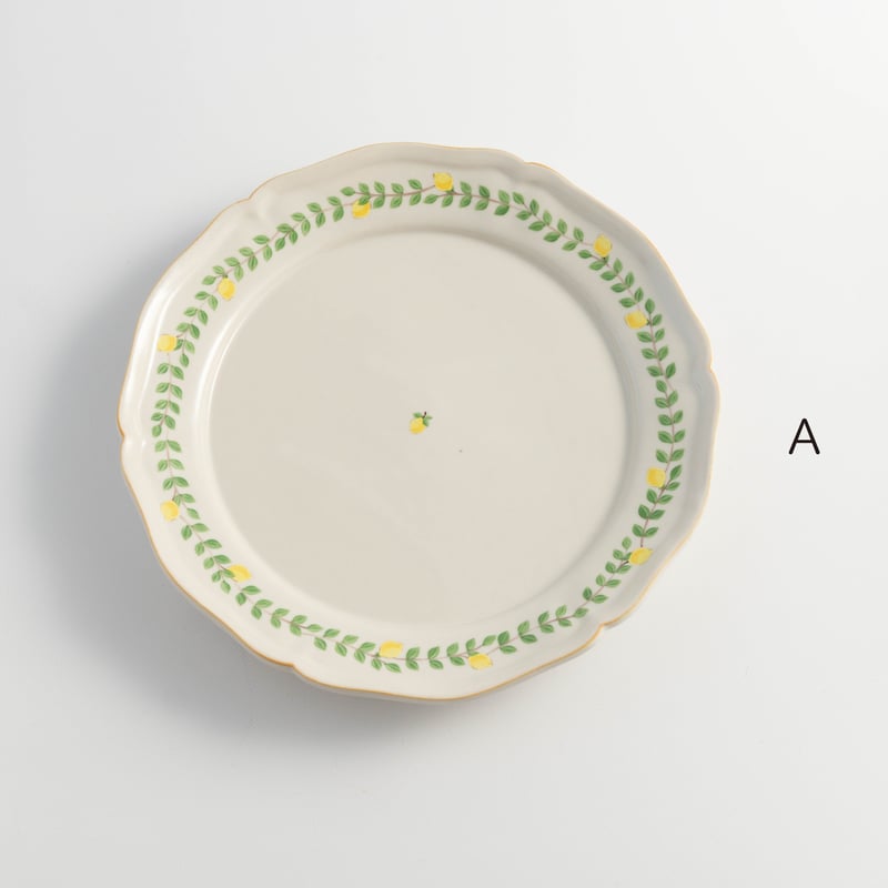 阿部慎太朗 花形リム皿8寸（檸檬） | ぶどうのたね
