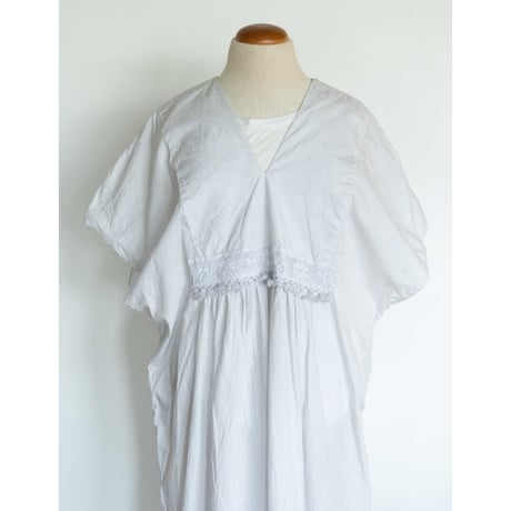 TOUJOURS Natural Garment Dyed Fringe Lace Poncho Dress