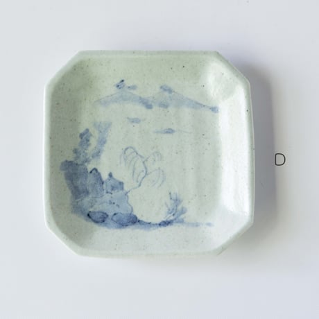 吉田崇昭　染付八角形絵替り皿