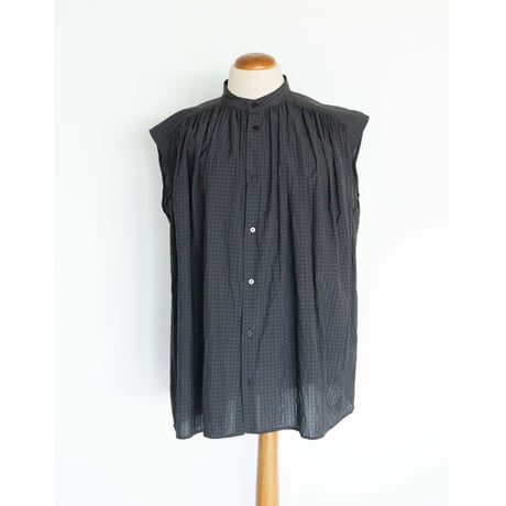 TOUJOURS Pleated Sleeveless  Long Shirt [ Ink Khaki]
