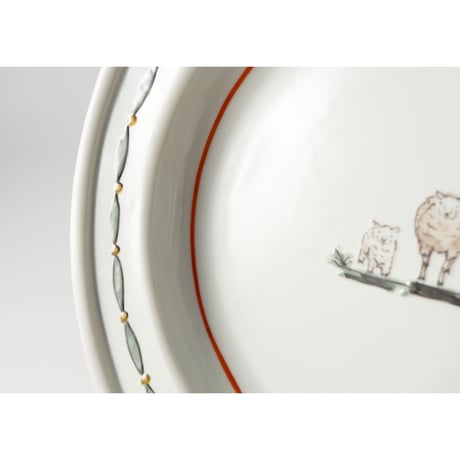 工房あめつち　色絵ヒツジリム皿