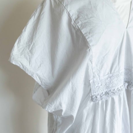 TOUJOURS Natural Garment Dyed Fringe Lace Poncho Dress