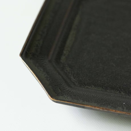 服部竜也　ブロンズ釉八角皿M