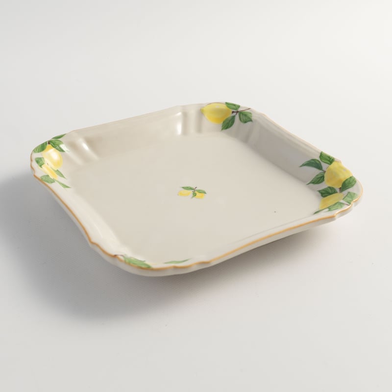 阿部慎太朗 花形細リム皿スクエア5寸角（檸檬） | ぶどうのたね
