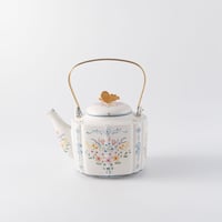 矢田久美子　染錦花束と蝶のコーヒーポット