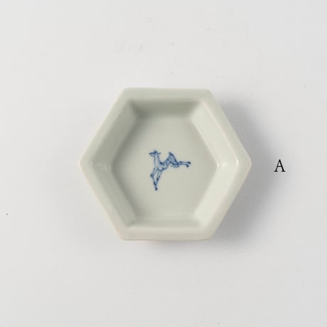 大江憲一　染付六角小皿