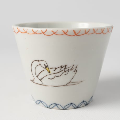 工房あめつち　色絵スワンそばちょこ