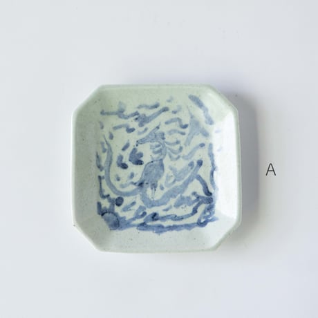 吉田崇昭　染付八角形絵替り皿