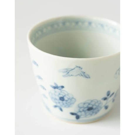 稲村真耶　鳥秋草文蕎麦猪口