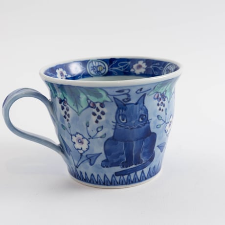 小橋八重子　ぶどう畑の猫　マグカップ