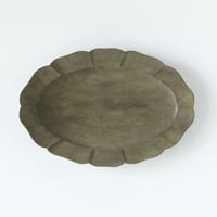 岡野達也　輪花オーバル皿鉄媒染