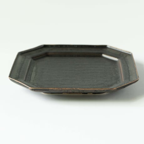 服部竜也　ブロンズ釉八角皿M