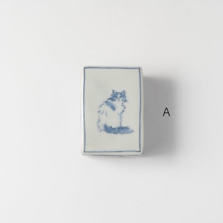 工房あめつち　陶硯　猫