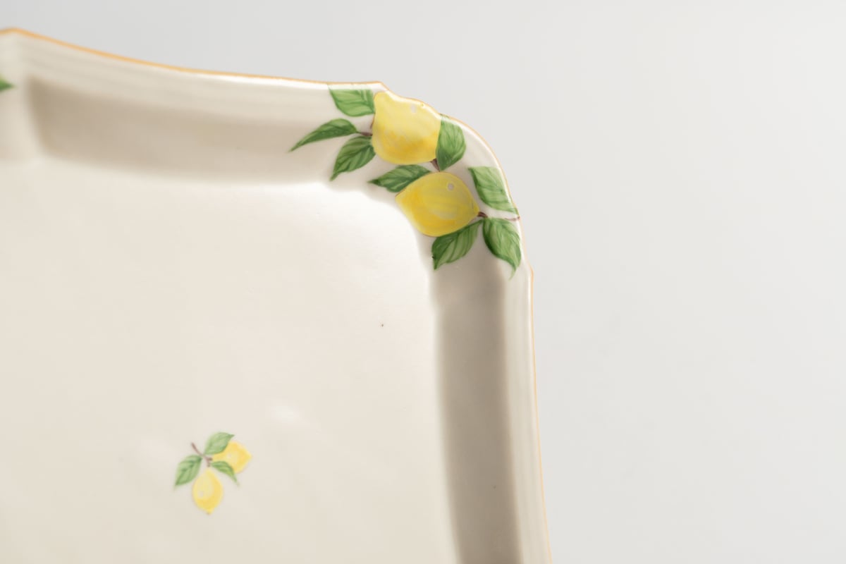 阿部慎太朗 花形細リム皿スクエア5寸角（檸檬） | ぶどうのたね