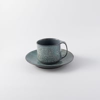 岳中爽果　カップ＆ソーサー　鳥×草木実　灰青