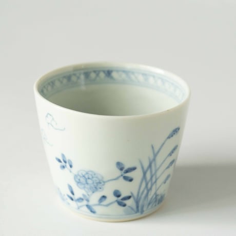 稲村真耶　鳥秋草文蕎麦猪口