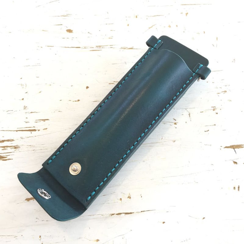 5丁差し シザーケース ブルー 手染めブルー 5丁差し 本革シザーケース