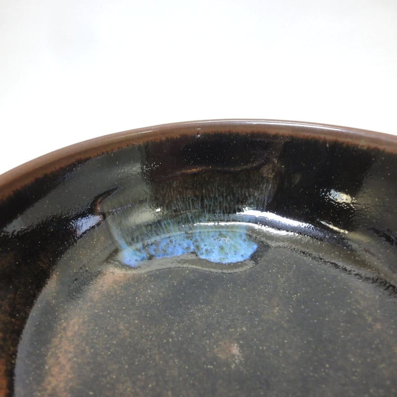 煮物鉢(黒＆青流し) | 楢岡焼オンラインストア