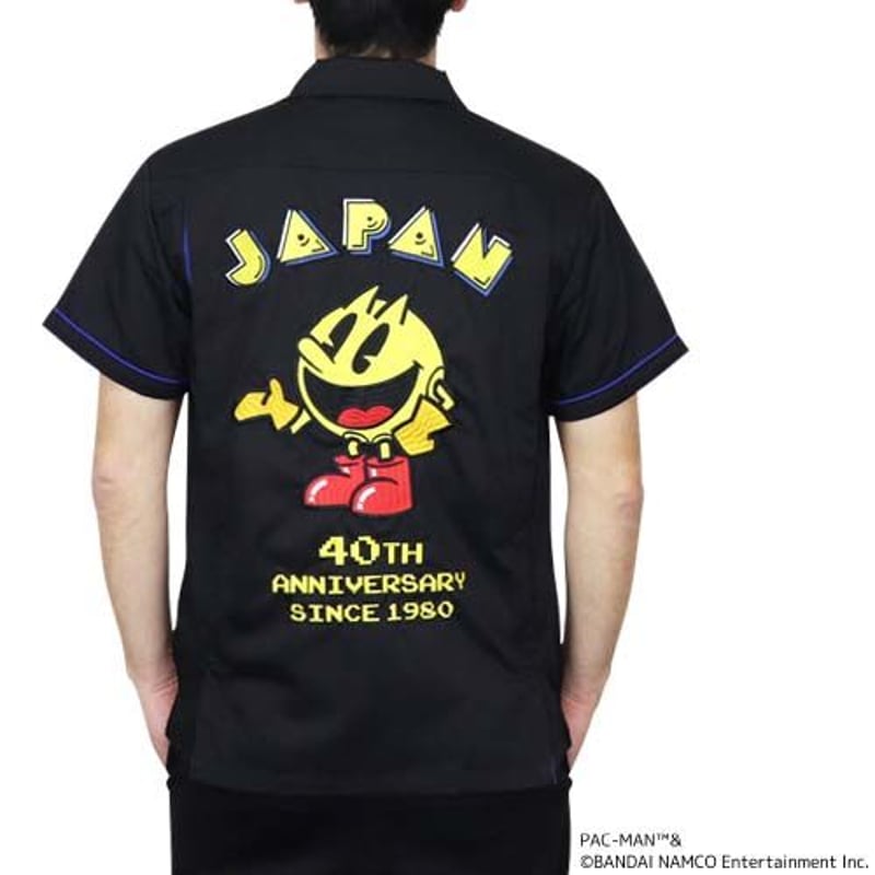 希少 パックマン 40th刺繡 ボーリングシャツ バンダイナムコ ワークシャツ PCM-09 40thパックマンT/R刺繍シャツ | SUBROLL STORE